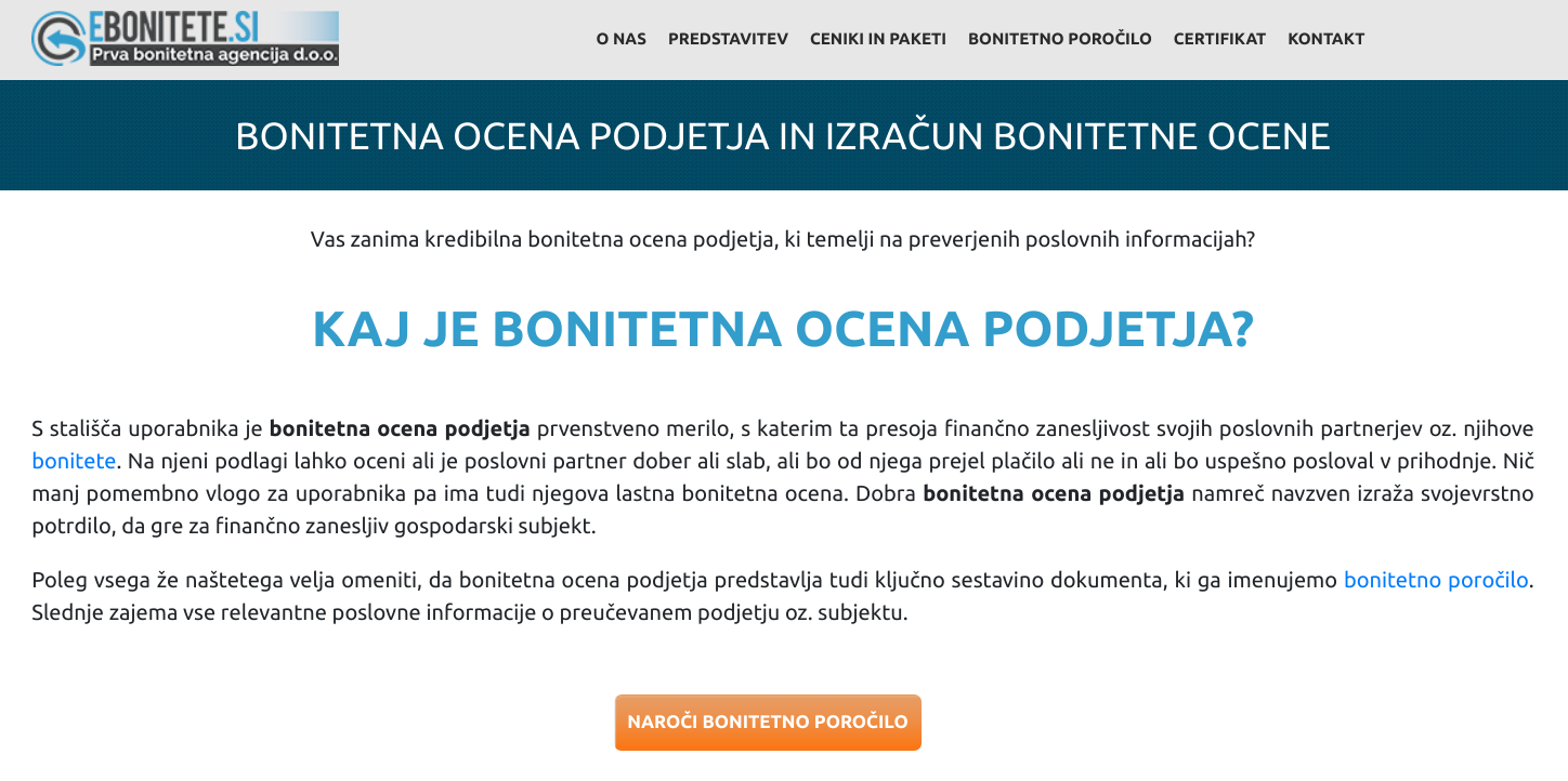 bonitetna ocena podjetja - bloganje